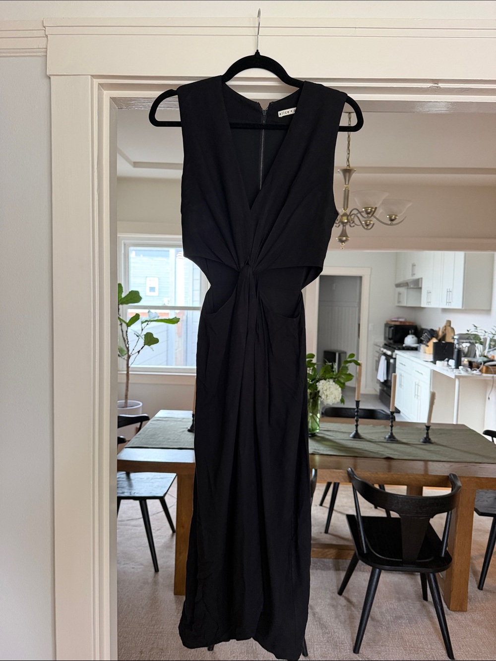 Alice + Olivia Black Twisted Cutout Maxi Dress